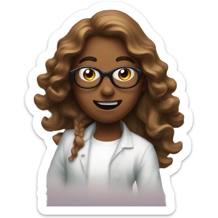Ghostface chasing  girls with long brown curly hair and wearing glasses sticker