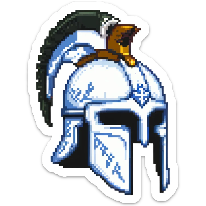 Greek helmet in pixel art style sticker