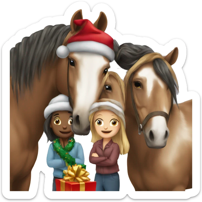 Christmas and horses sticker