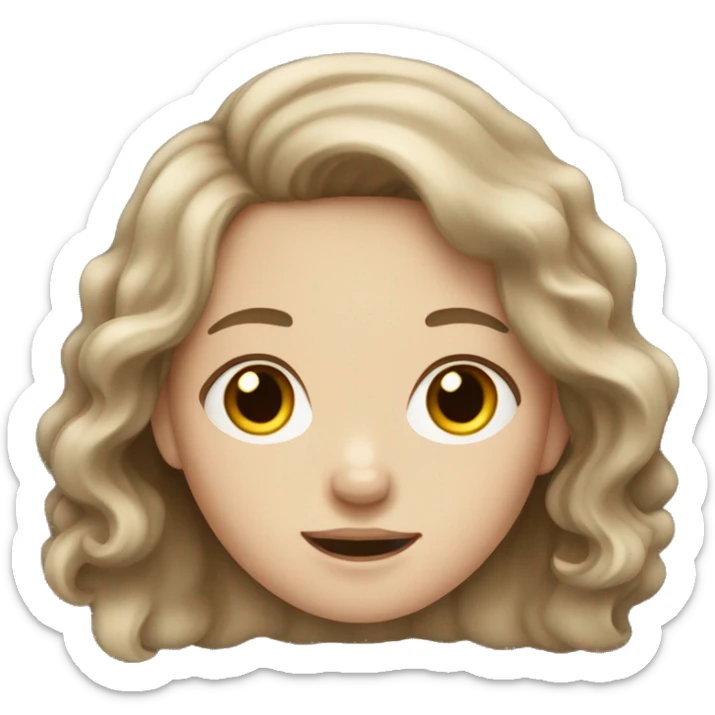 Pale girl with wavy brown hair  sticker