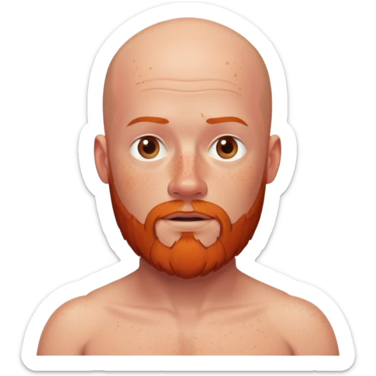  white man with  no hair freckles and red beard with spare tire and no shirt  sticker