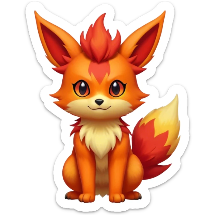 Cool cute edgy Quilava-Litten-Flareon-animal-creature-hybrid full body sticker