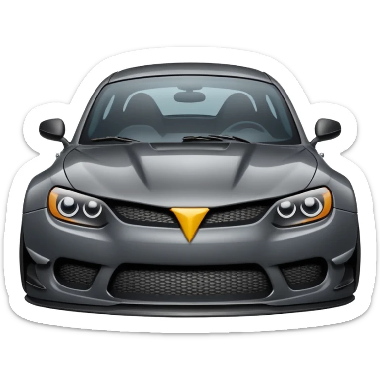 Emoji of a car with wide fenders, carbon fiber hood, and aggressive front bumper sticker