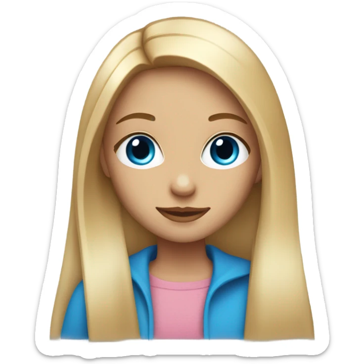  girl with long straight blonde hair, blue eyes, she has long lashes sticker