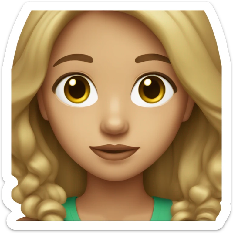 a light skin girl with light brown  hair and green brown eyes  sticker