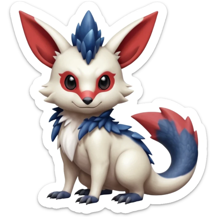 Scaly furry cute realistic painted smooth glossy Zangoose-Salandit-Minccino-Absol-fusion sticker