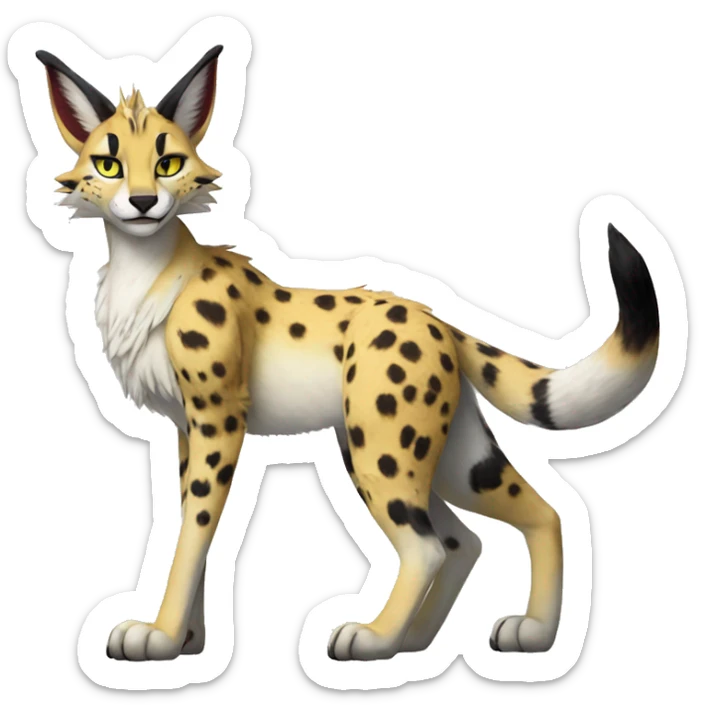 Anthro Epic Beautiful Handsome Pretty Colorful Sergal-Serval-Vernid full body sticker