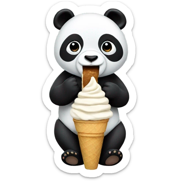 Panda eating ice cream sticker
