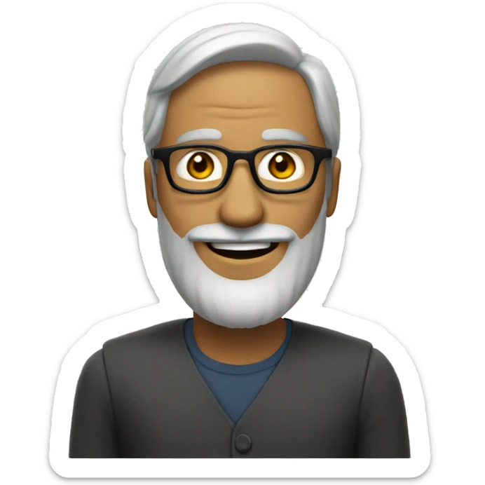 The man in the papakha and with a beard is smiling. He is wearing glasses. sticker