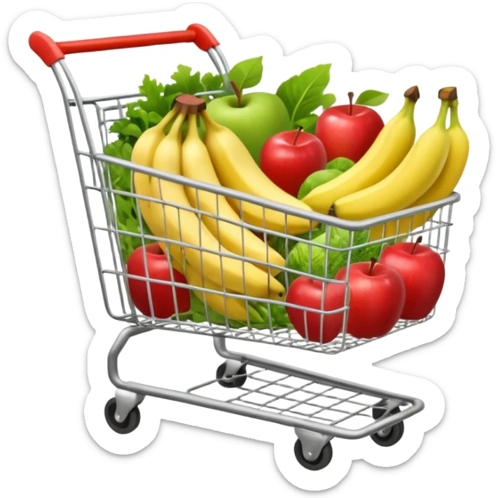 shopping cart full of healthy food sticker