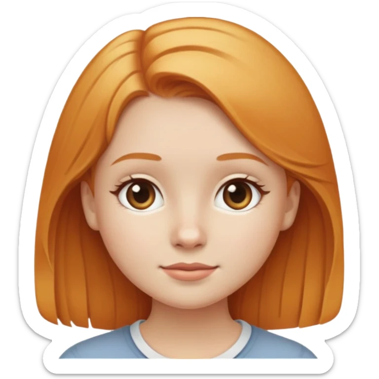 traditional simple emoji of young girl with ginger blonde hair, classic round face, simplified features, standard emoji style sticker