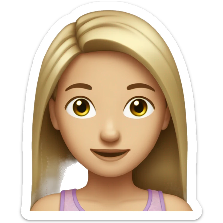 Girl with green eyes light brown straight hair smiling  sticker