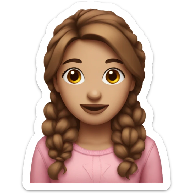 A pink cute girl snowman brown hair sticker