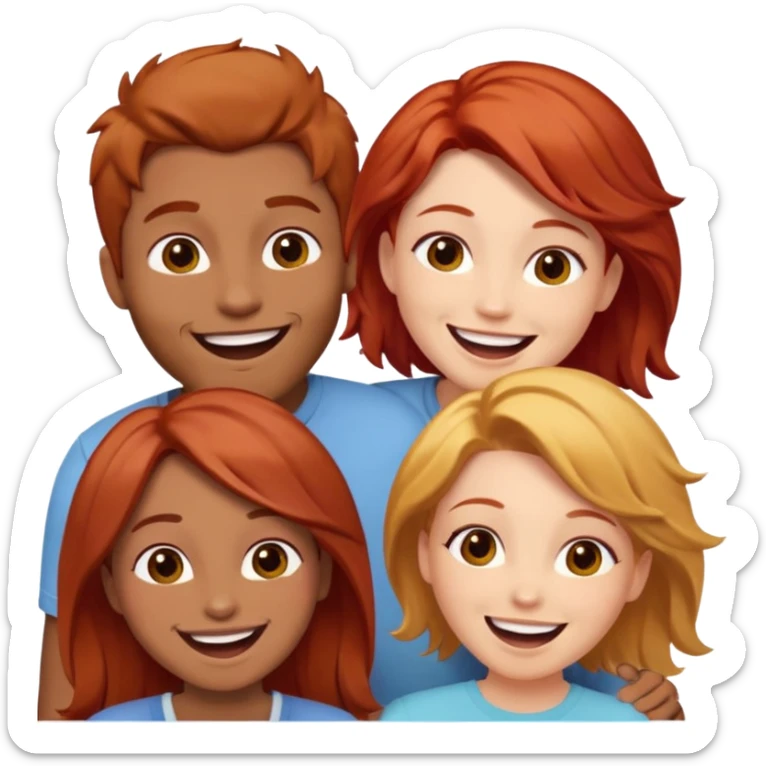 4 inclusive friends (3 girls and 1 man) laughing : 1 man must be brown, 1 girl have to have red hair, an other one must have blond hair and the last one is brown and have brown hair sticker
