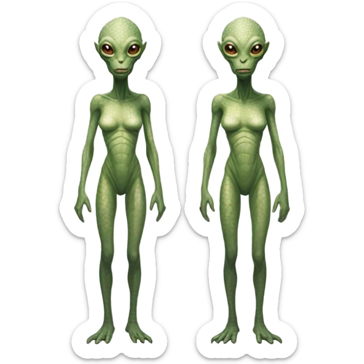 a reptilian alien woman full body sticker