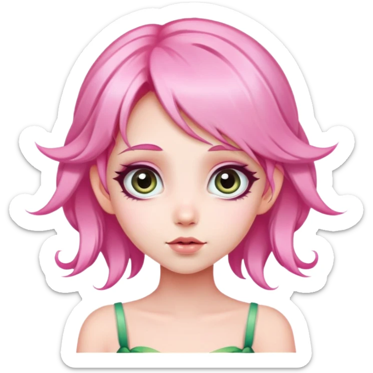 Beautiful fairy with pink hair and big gorgeous eyes sticker