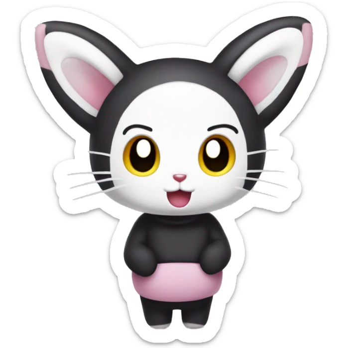 Hello Kitty Kuromi Bunny with silly facial expressions  sticker