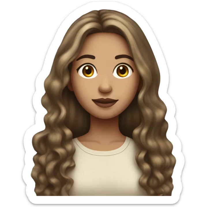 Brunette with blonde highlight lightskin girl portrait with long hair sticker