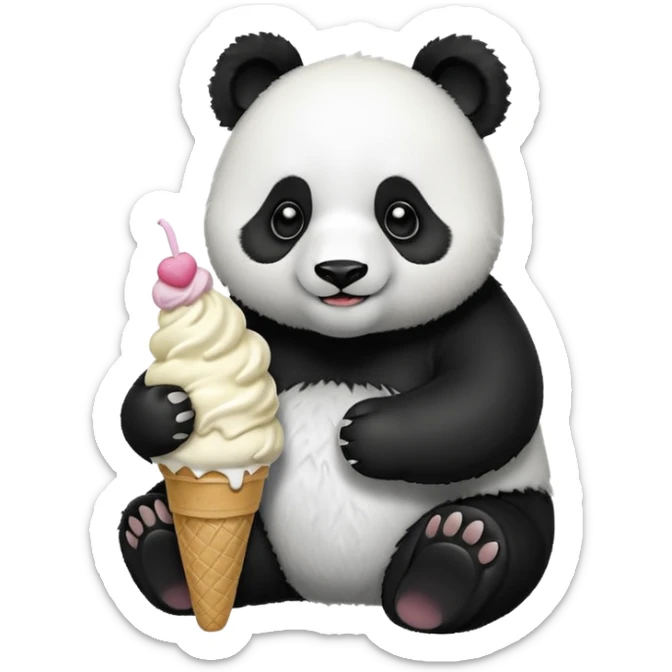 Panda eating ice cream sticker