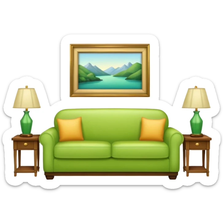 living room in ios emoji style

no TV, and make the couch a light green color sticker