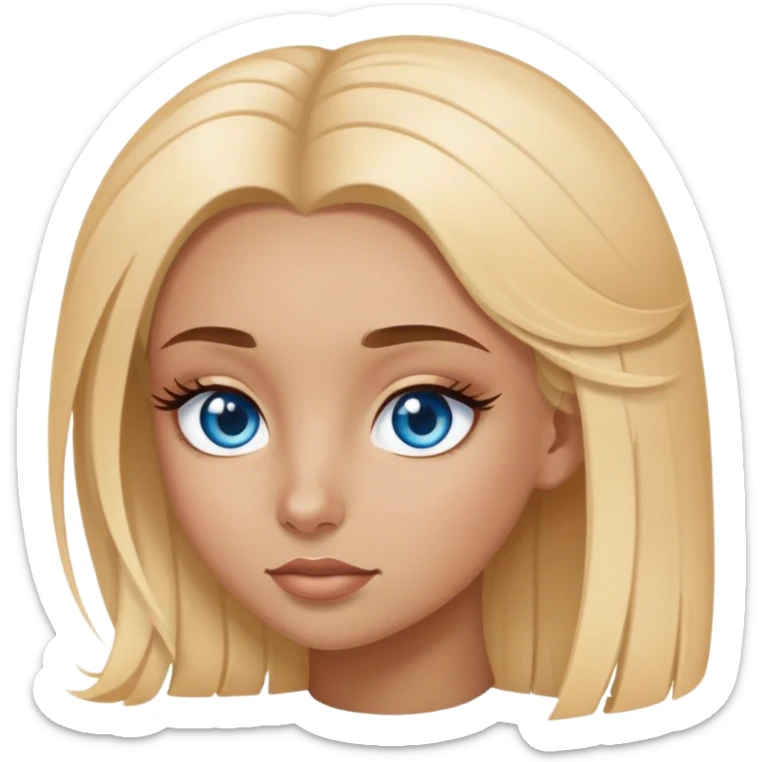 A lightbrowm girl with blue eyes and long lashes, and 2 blond slingor in the lugg sticker