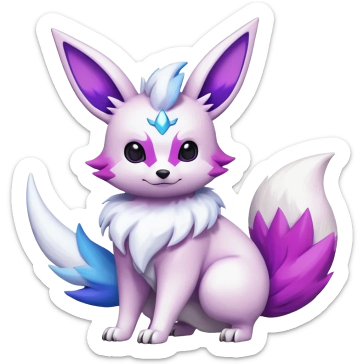 Snowy Shiny White with Violet and Indigo and pink markings Eevee-Zangoose-Pokémon-Digimon-Fakémon-fusion-hybrid-creature sticker