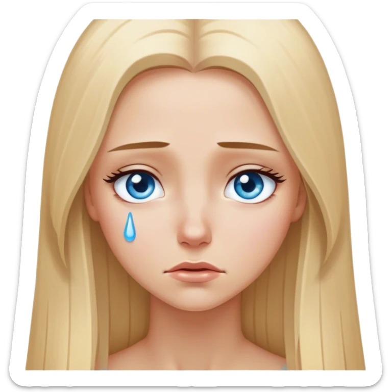 beautiful white girl with long straight blonde hair blue eyes crying  sticker