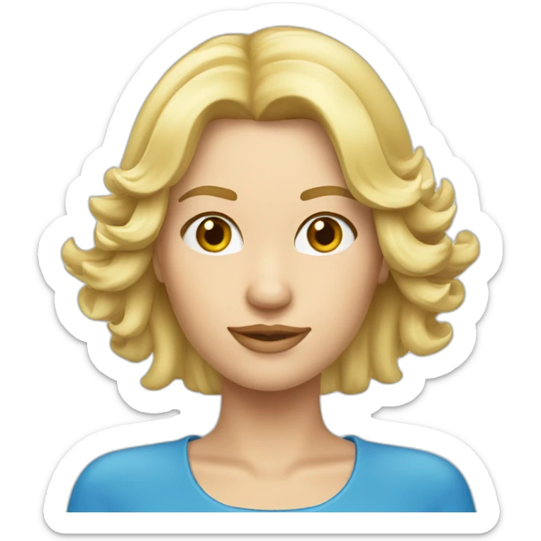 Lächelnde blonde Frau im blauen Badeanzug mit kurzen Haaren sticker