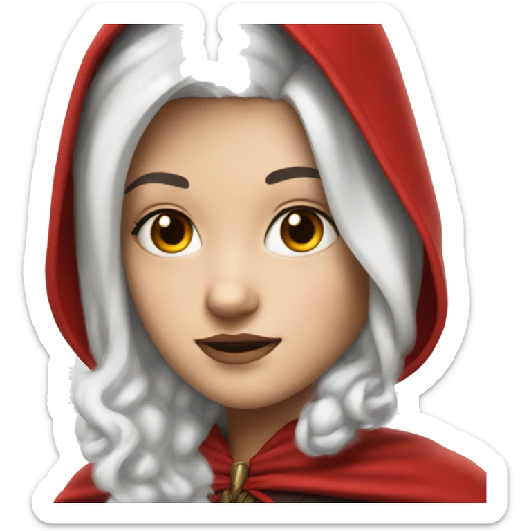 The white girl with white hair in the red cape and red hood. sticker