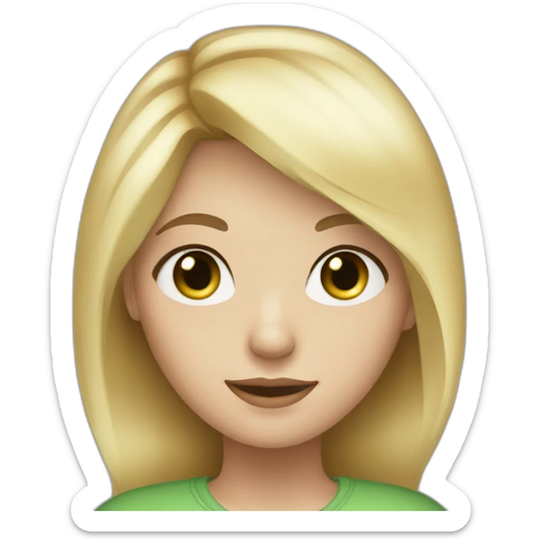 blonde girl with white skin, green and brown eyes and logn hair sticker