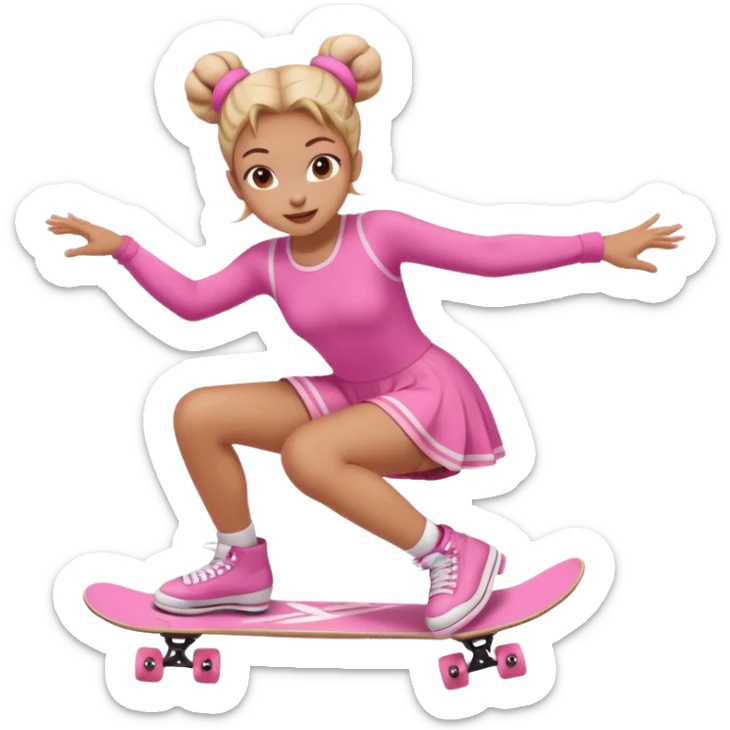 My little pony Cute skater 10 girl with two buns and pink outfit, gliding with playful energy. sticker