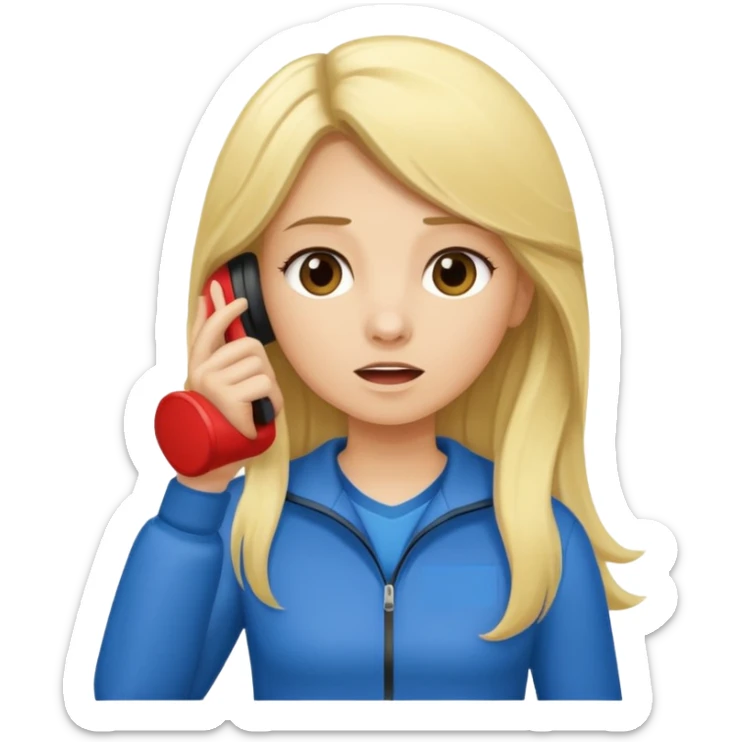 blonde cartoon girl long hair sports coach calling for a time out sticker