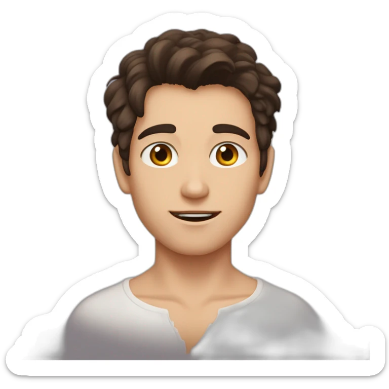 Un jeune homme brun avec des dant de  vampire, les cheveux locks teinture de cheveux, les yeux remplacés par des étoiles, un jeune. sticker