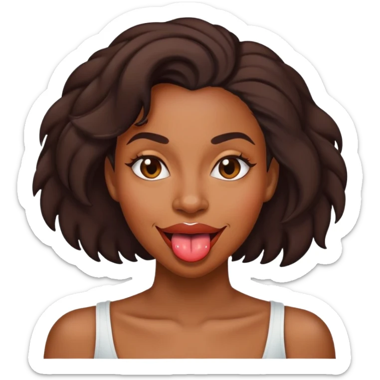 black lady smirking with her tongue flipped on her top lip sticker