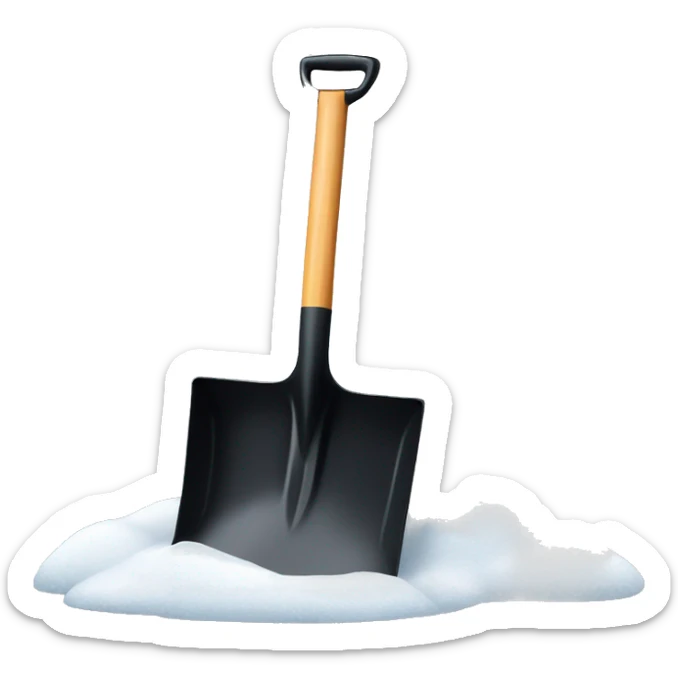 Black square shovel with snow  sticker