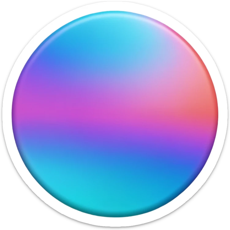 Credit coin in gradient of turquoise, blue, pink, purple, and coral as the main surface 3d sticker