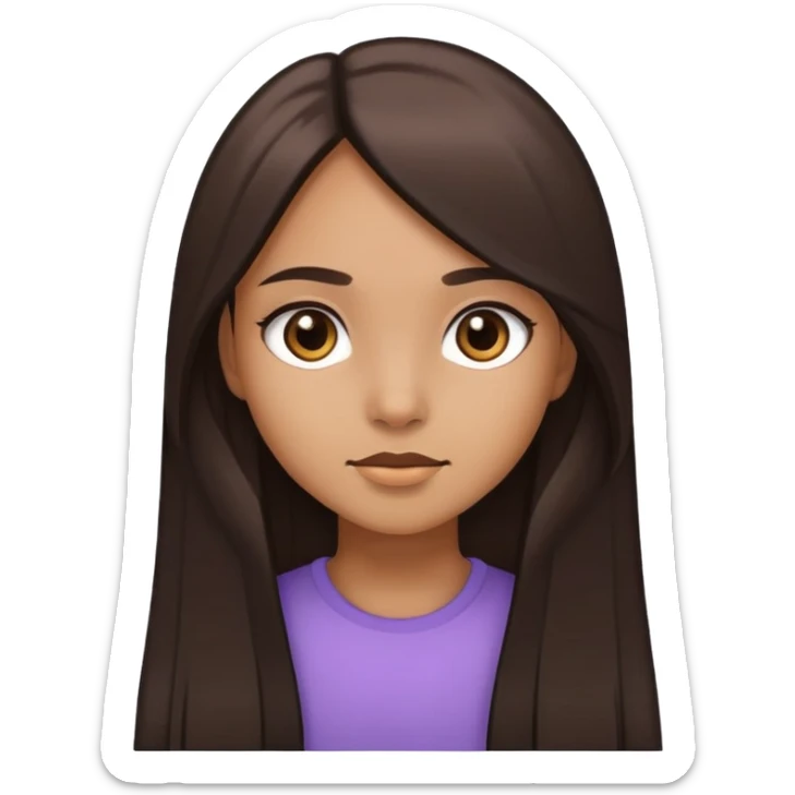 girl with light brown skin, dark eyes and dark straight long hair sticker