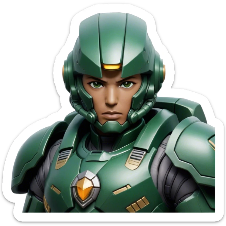 Cinematic Realistic StarCraft Terran Marine Portrait, head tilted epicly and inquisitively, showcasing a commanding presence and battle-hardened spirit. His steely gaze, set against intricately engineered tactical armor in dark green and grey, is rendered with lifelike clarity and dramatic lighting, high shine, epic and awe-inspiring, embodying the futuristic valor of a Terran warrior. sticker