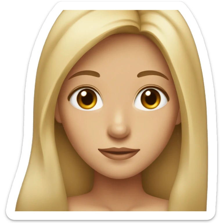 A tan girl with long blond hair hazel eyes and a black shirt  sticker