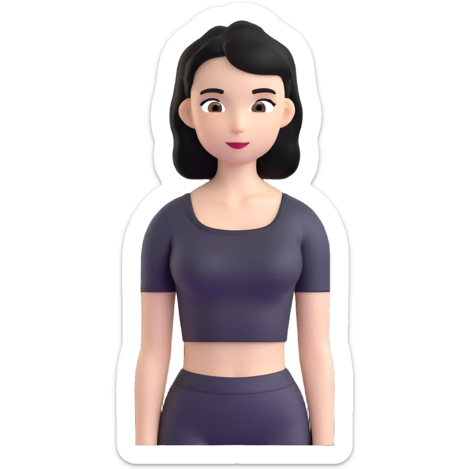 girl with black shoulder-length hair wearing a black tight-fitting top sticker