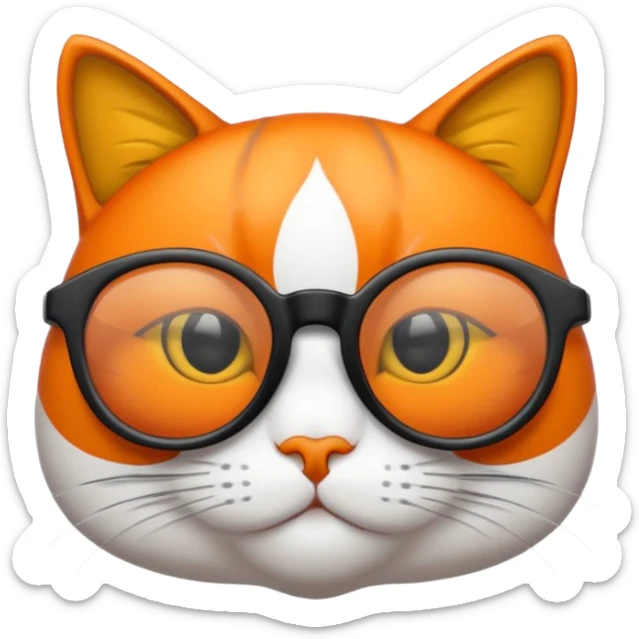 un gato de tres colores naranja, negro y blanco con gafas de leer sticker