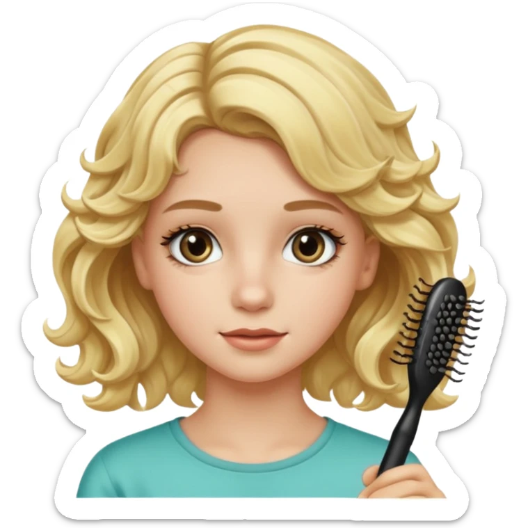 wawy haired blonde teenage girl with mascara sticker