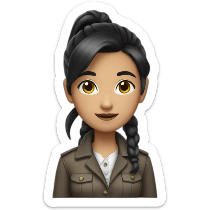 girl in detective dress fair skin black hair ponytail  sticker