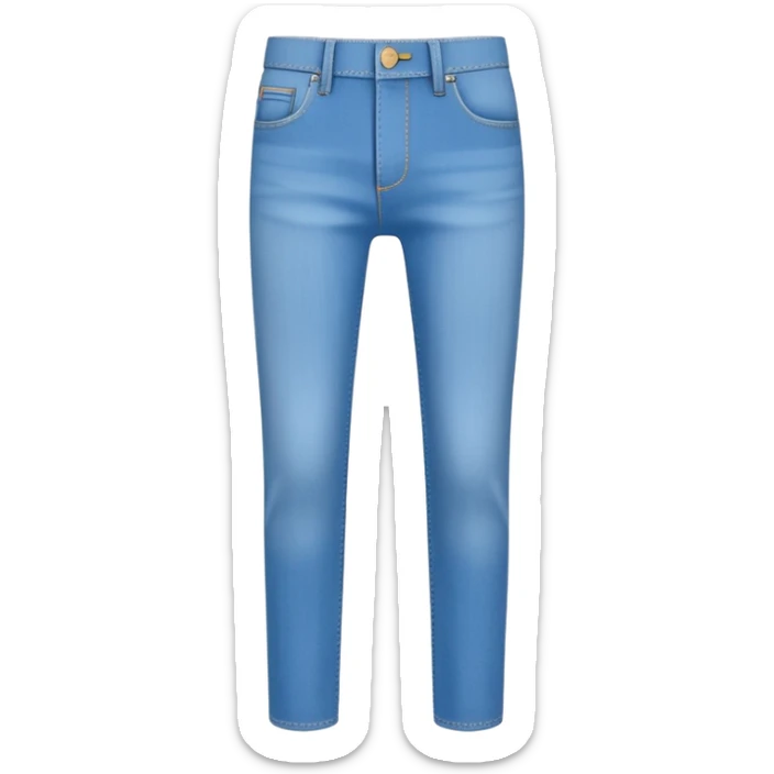 A 3D cartoon sky-blue  jeans with pockets and stitching details, casual slim fit, clean isolated background, Memoji-style. sticker