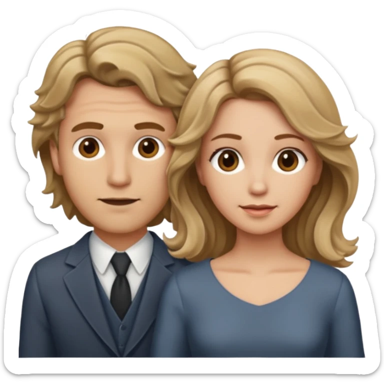 Married couple male dirty blonde hair and female brown wavy hair sticker