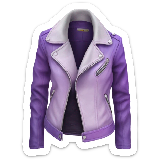 Realistic isolated side view of an open lavender to light purple ombre fashion leather jacket sticker