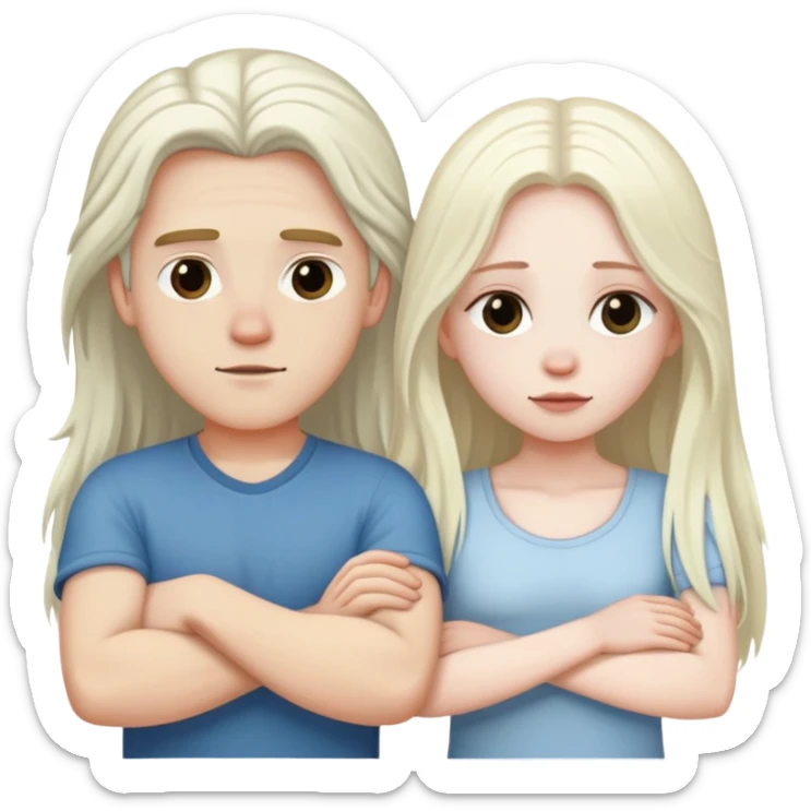 A white boy and a white long-haired girl crossed their arms over their chests sticker