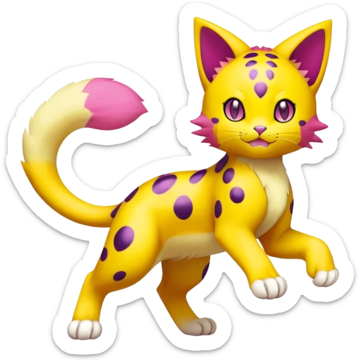 Colorful Liepard-Skitty-Delcatty-Pokémon-Fakémon-hybrid-creature (full body) sticker