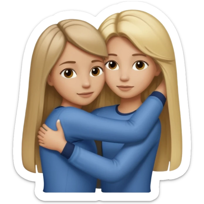 dark blonde girl with highlights and blowout hugging blonde girl with straight hair sticker