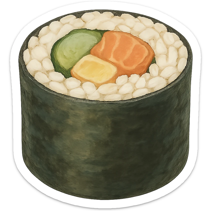 sushi roll, ghibli style sticker